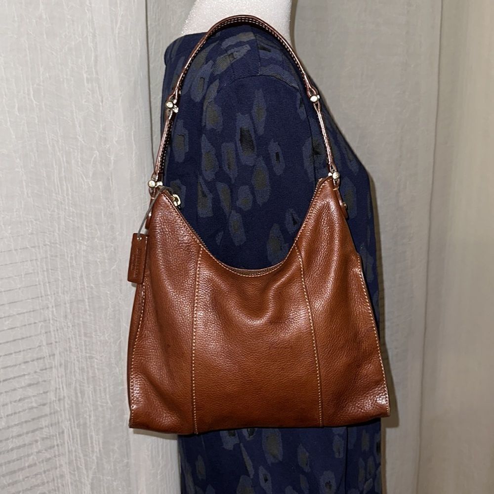Liz Claiborne Vintage Chestnut Brown Genuine Leather Mini Hobo Bag - Picture 2 of 14
